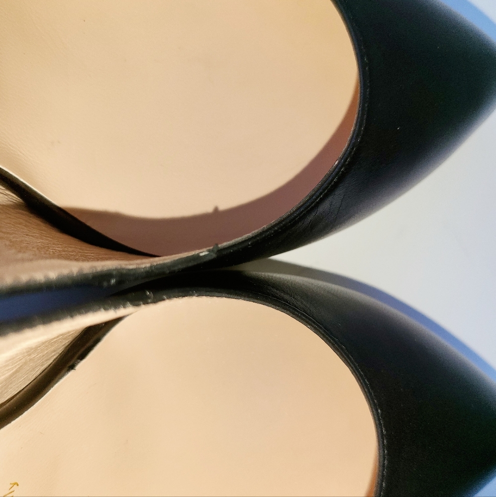 NWOT GUCCI Sylvie 75 Black Leather Red Slingback Strap Sandal Mule Heel Pump37.5 - Picture 13 of 16